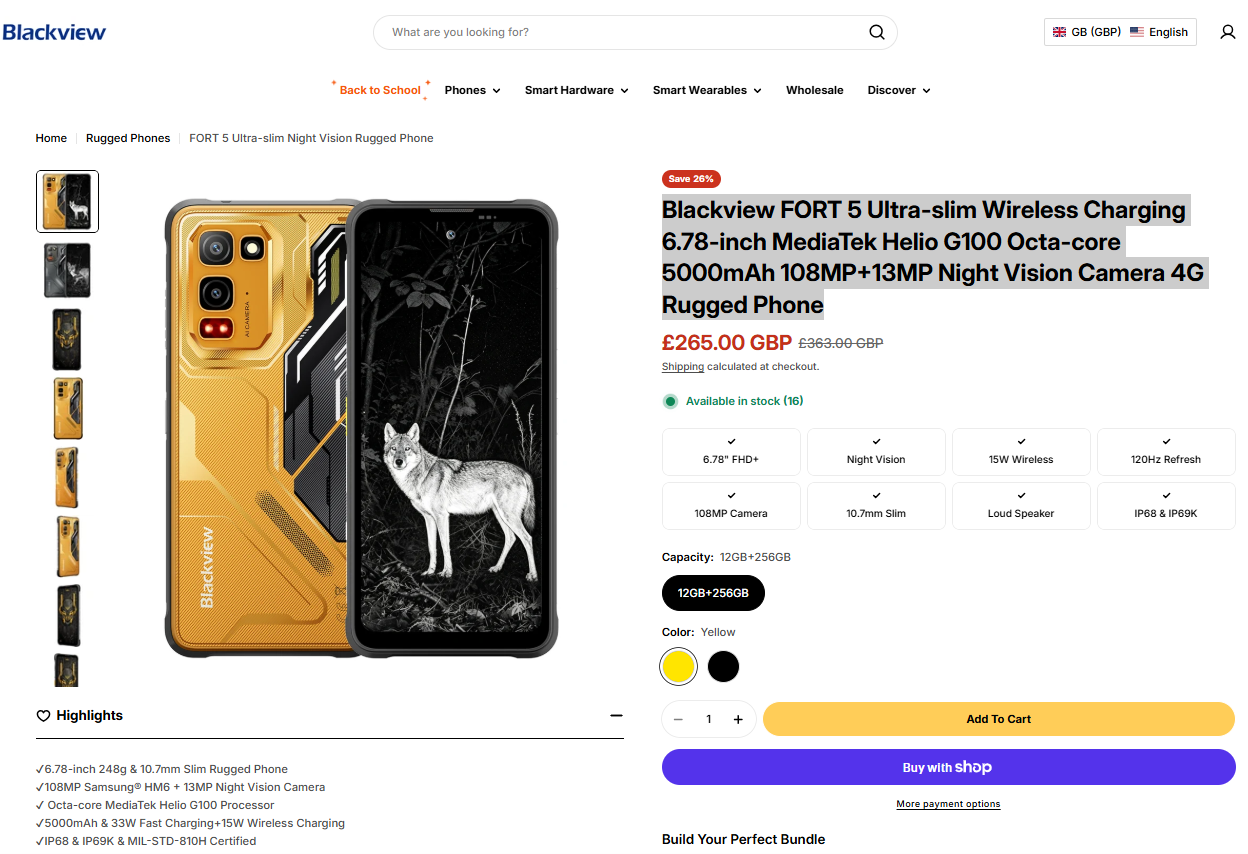 Blackview ROCK 3 Thermal lmaging 4G Rugged Phone with 6.78-inch 120Hz Display 108MP Camera & 400LM Flashlight