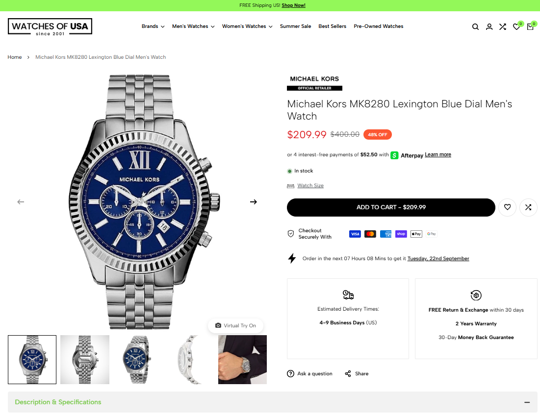 Michael Kors MK8280 Lexington Blue Dial Men's Watch 