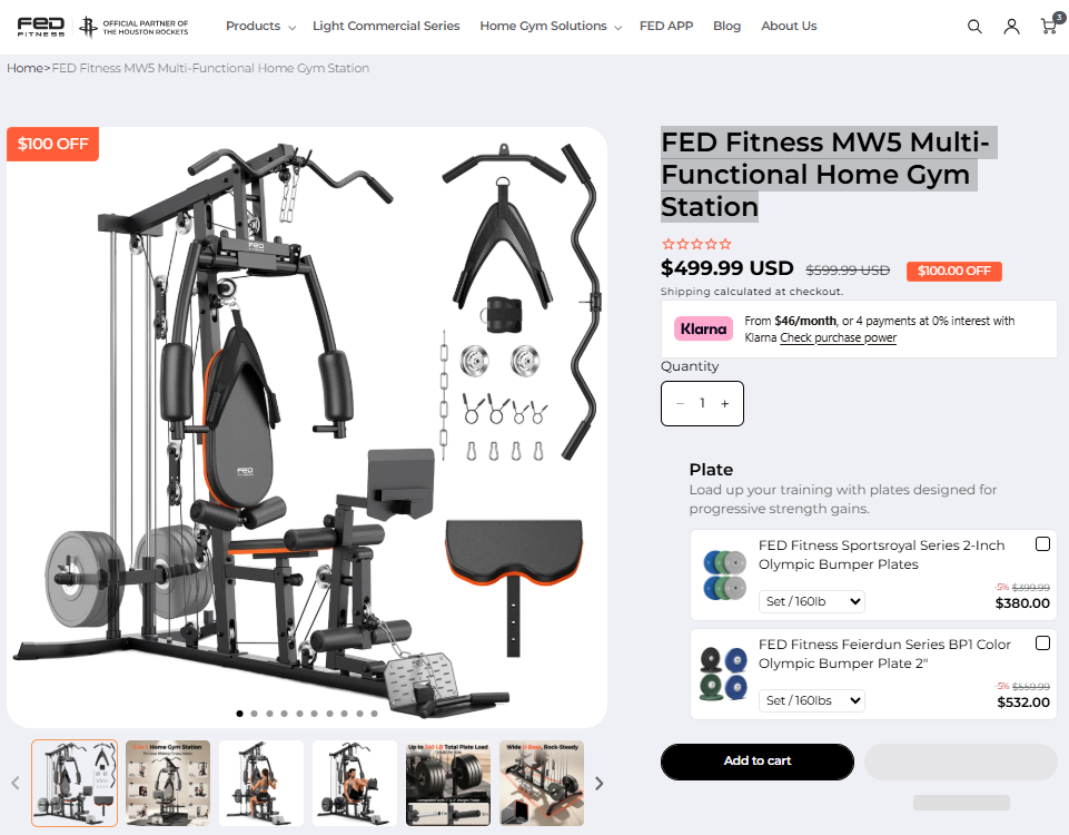 FED Fitness MW5 Multi-Functional Home Gym Station 